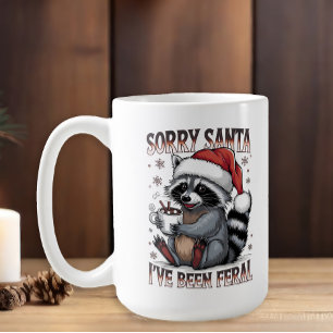 Christmas Raccoon I've Been Feral Gag Gift Coffee Mug