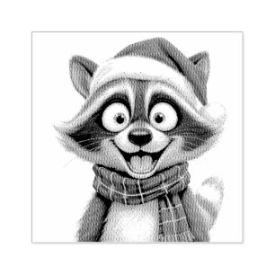 Christmas Raccoon Rubber Stamp