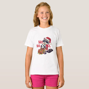 Christmas raccoon stealing a soccer ball T-Shirt