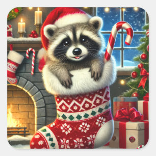 Christmas Raccoon Stickers