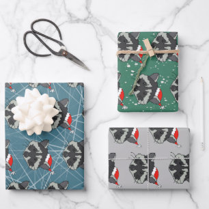 Christmas Raccoon  Wrapping Paper Sheet