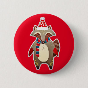 christmas racoon button
