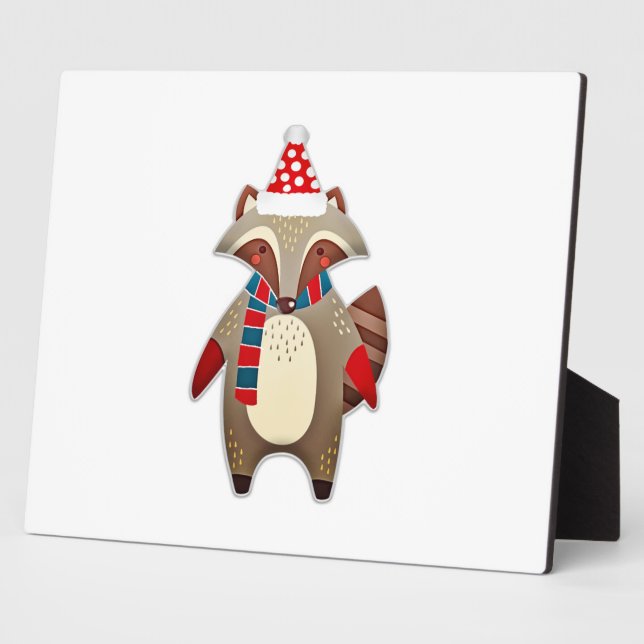 Christmas Racoon Cartoon Plaque (Side)