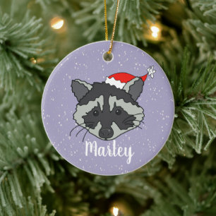 Christmas Racoon Ceramic Tree Decoration