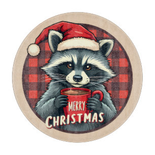 Christmas Racoon Cocoa Cheer Cutting Board