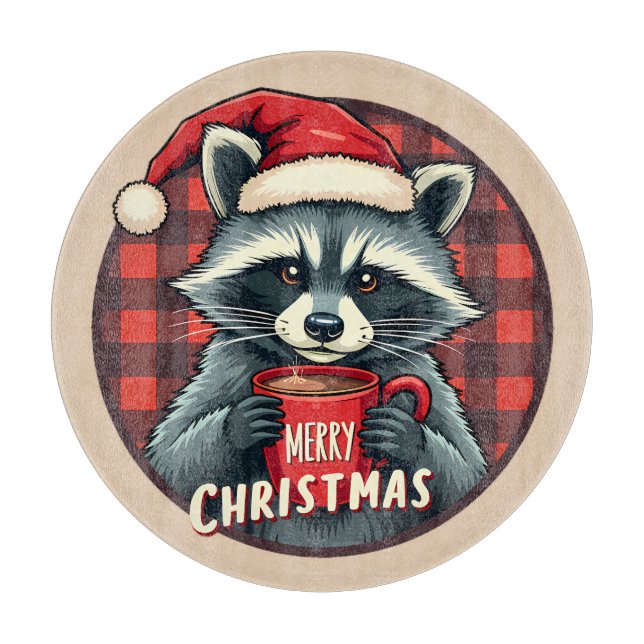 Christmas Racoon Cocoa Cheer Cutting Board (Front)