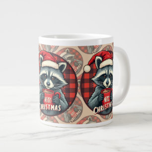 Christmas Racoon Cocoa Cheer Large Coffee Mug