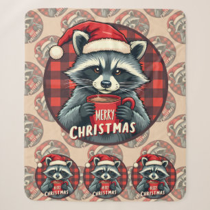Christmas Racoon Cocoa Cheer Sherpa Blanket