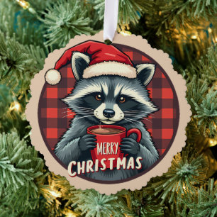 Christmas Racoon Cocoa Cheer Tree Decoration Card