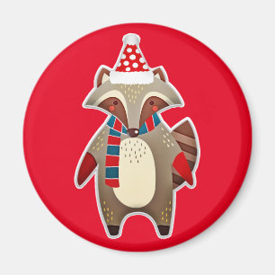 christmas racoon magnet