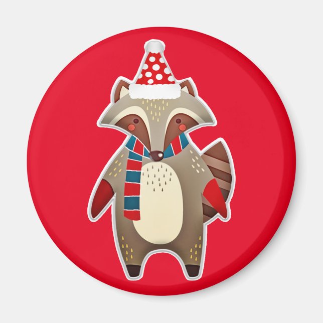 christmas racoon magnet (Front)