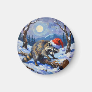 Christmas Racoon Magnet