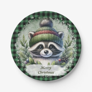 Christmas Racoon Paper Plates 
