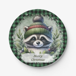 Christmas Racoon Paper Plates 