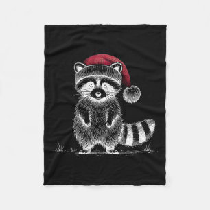 Christmas Racoon Santa Hat Trash Panda Racoon Lo Fleece Blanket
