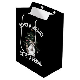 Christmas Racoon Sorta Merry Sorta Feral Xmas Medium Gift Bag
