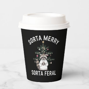 Christmas Racoon Sorta Merry Sorta Feral Xmas Paper Cups