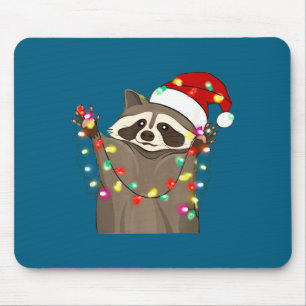 Christmas Racoon Swea,funny Christmas Lights Racco Mouse Pad