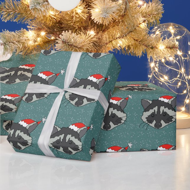 Christmas Racoon  Wrapping Paper (Holidays)
