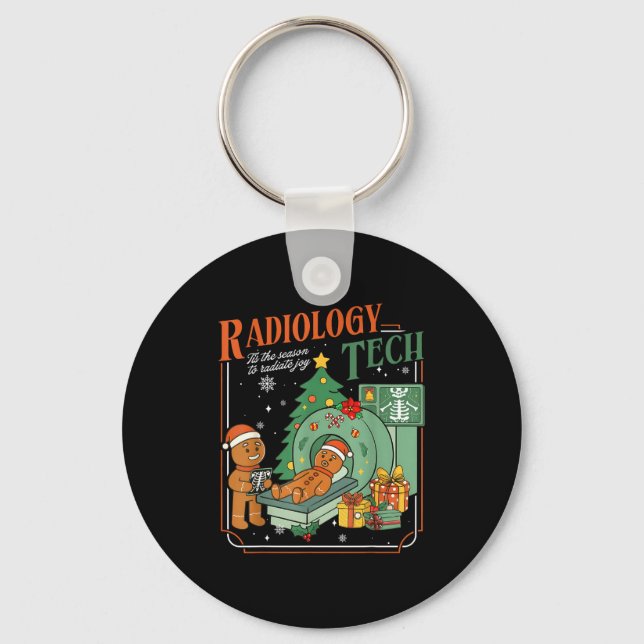 Christmas Radiology Tech Funny Gingerbread Man Rad Key Ring (Front)