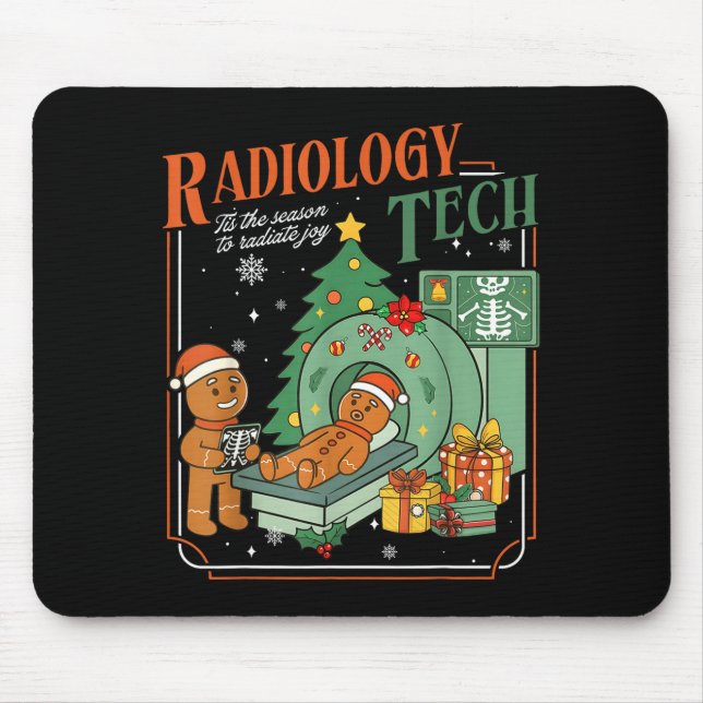 Christmas Radiology Tech Funny Gingerbread Man Rad Mouse Pad (Front)