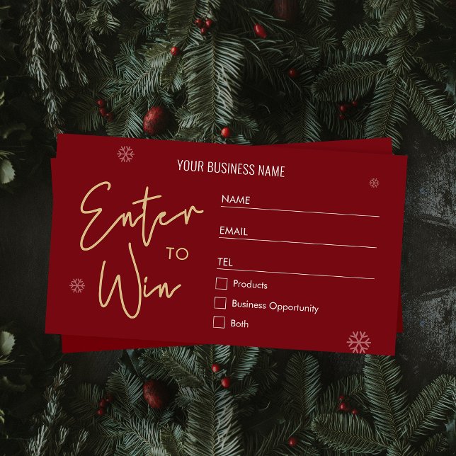 Christmas Raffle Enter to Win Business Logo Ticket (Add the finishing touch to your raffle with these festive enter to win tickets)