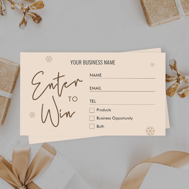 Christmas Raffle Winter Snow Company Logo Ticket (Festive enter to win tickets in a subtle cream holiday design with space for your logo)