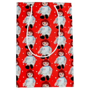 Christmas Rag Doll on Polka Dots  Medium Gift Bag