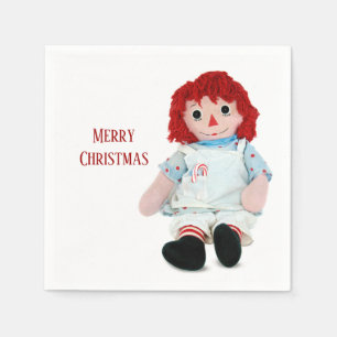 Christmas Rag Doll With Candy Cane Napkin