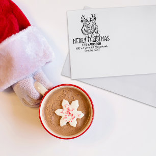 Christmas Ragamuffin Cat Return Address  Rubber Stamp