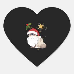 Christmas Ragdoll cat   Heart Sticker