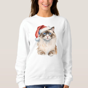 Christmas Ragdoll cat Watercolor Sweatshirt