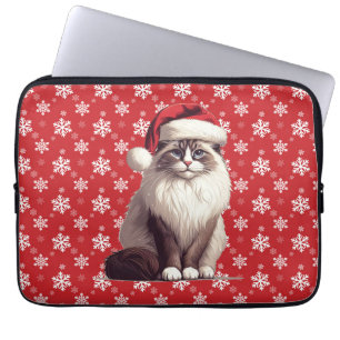 Christmas Ragdoll cat, Xmas Santa Ragdoll kitten Laptop Sleeve
