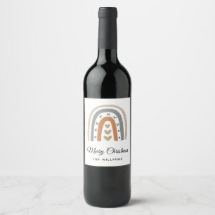 Christmas rainbow brown beige grey white modern wine label