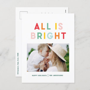 Christmas rainbow colourful bright 1 photo family holiday postcard