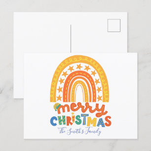 Christmas Rainbow Family Merry Christmas Postcard