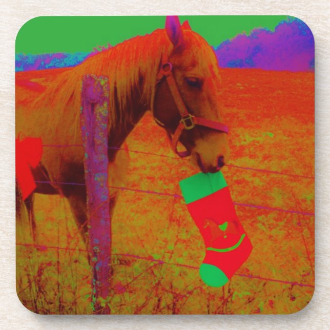 Christmas Rainbow Horse Coaster (Front)