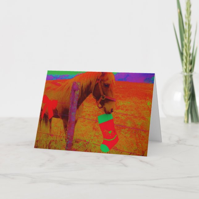 Christmas Rainbow Horse Holiday Card (Front)