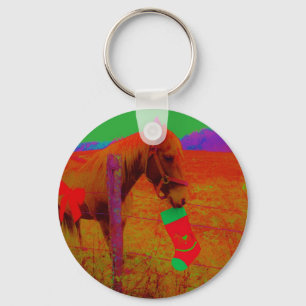 Christmas Rainbow Horse Key Ring