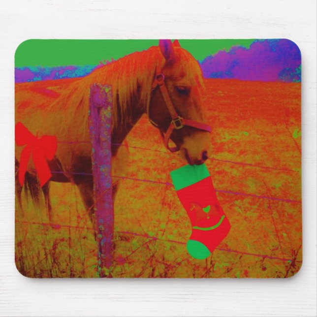 Christmas Rainbow Horse Mouse Pad (Front)