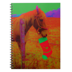 Christmas Rainbow Horse Spiral Notebook