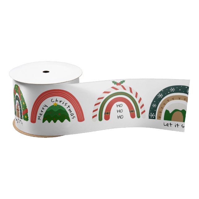 Christmas Rainbow Let it Snow    Satin Ribbon (Spool)