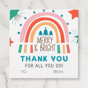 Christmas Rainbow Merry and Bright Favour Tags