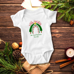 Christmas Rainbow Red Green My 1st Christmas Baby Bodysuit