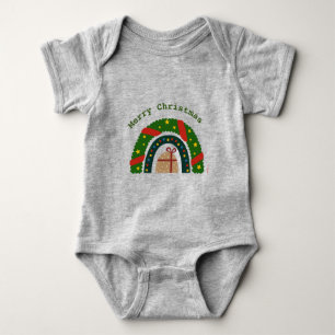 Christmas Rainbow With A Present  Baby Bodysuit
