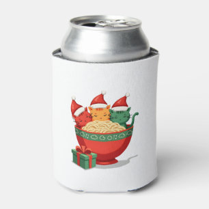Christmas Ramen Cat Santa Anime Meow Kitty Meow Ca Can Cooler
