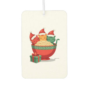Christmas Ramen Cat Santa Anime Meow Kitty Meow Ca Car Air Freshener