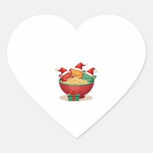 Christmas Ramen Cat Santa Anime Meow Kitty Meow Ca Heart Sticker