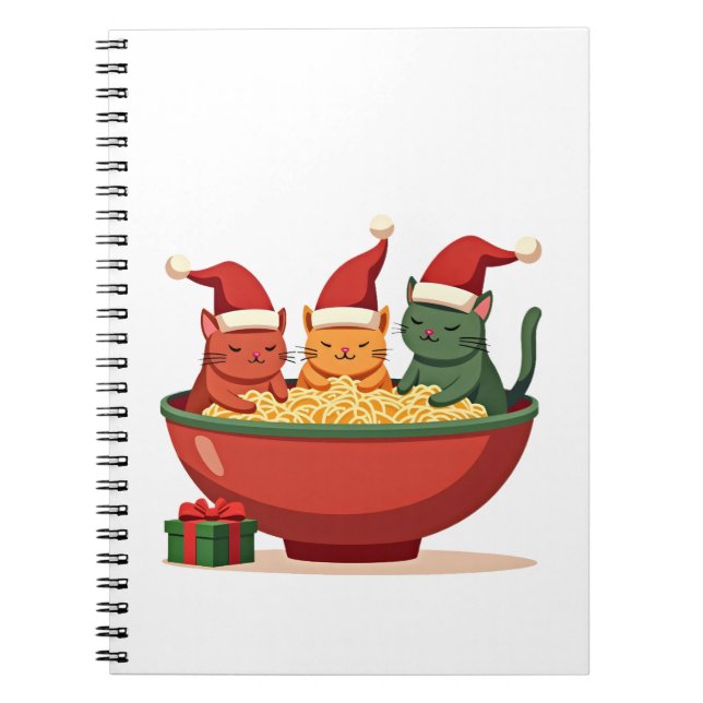 Christmas Ramen Cat Santa Anime Meow Kitty Meow Ca Notebook (Front)