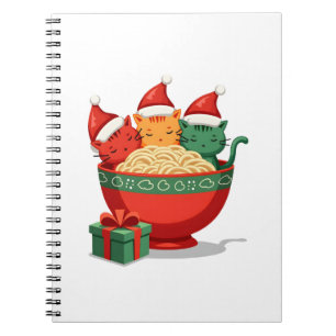 Christmas Ramen Cat Santa Anime Meow Kitty Meow Ca Notebook